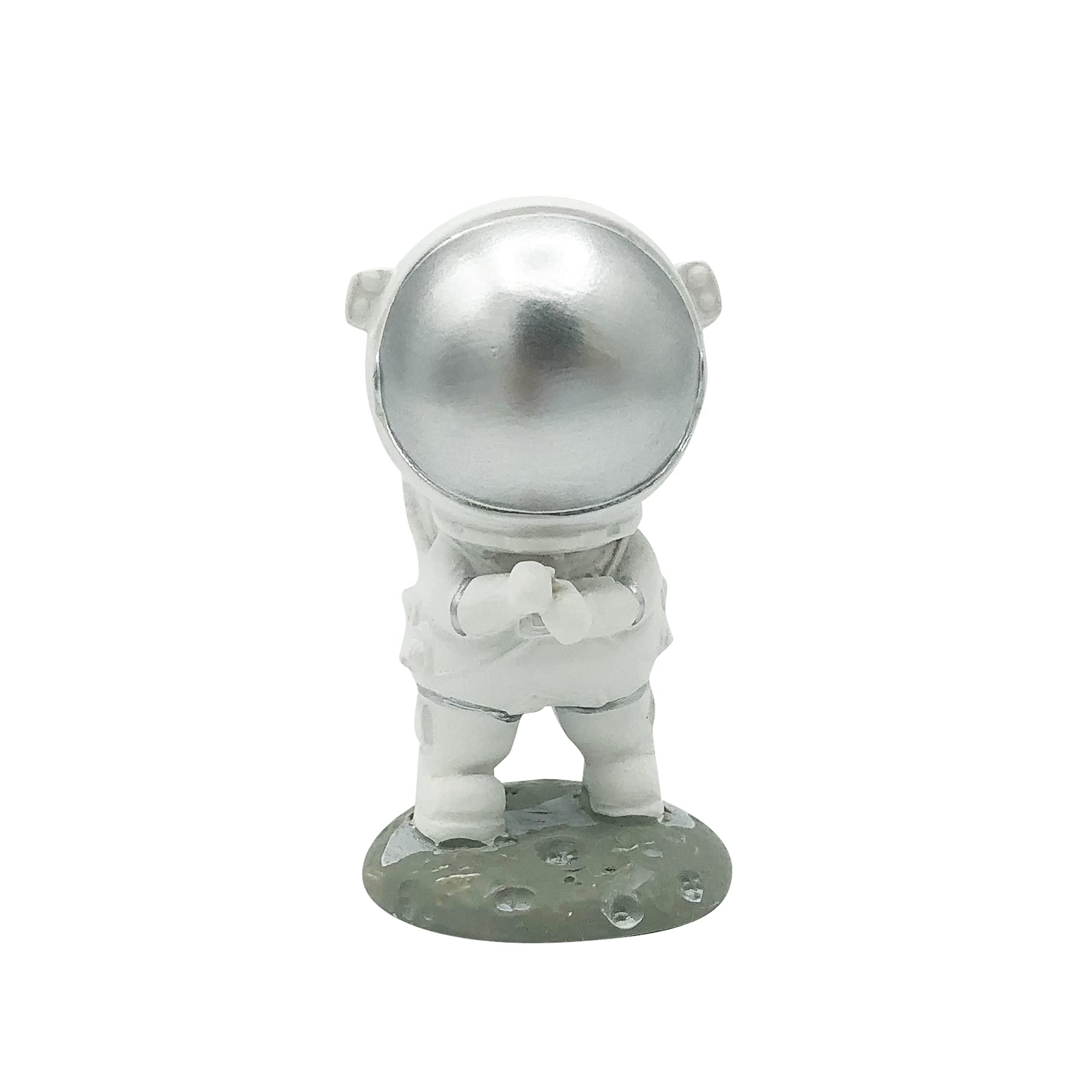 Astronaut Statue HUAI CHAO Spaceman Miniature Figurine Desktop Decoration Cake Topper Kids' Toy Outer Space Model Collection Wing Chun Kung-fu Silvery