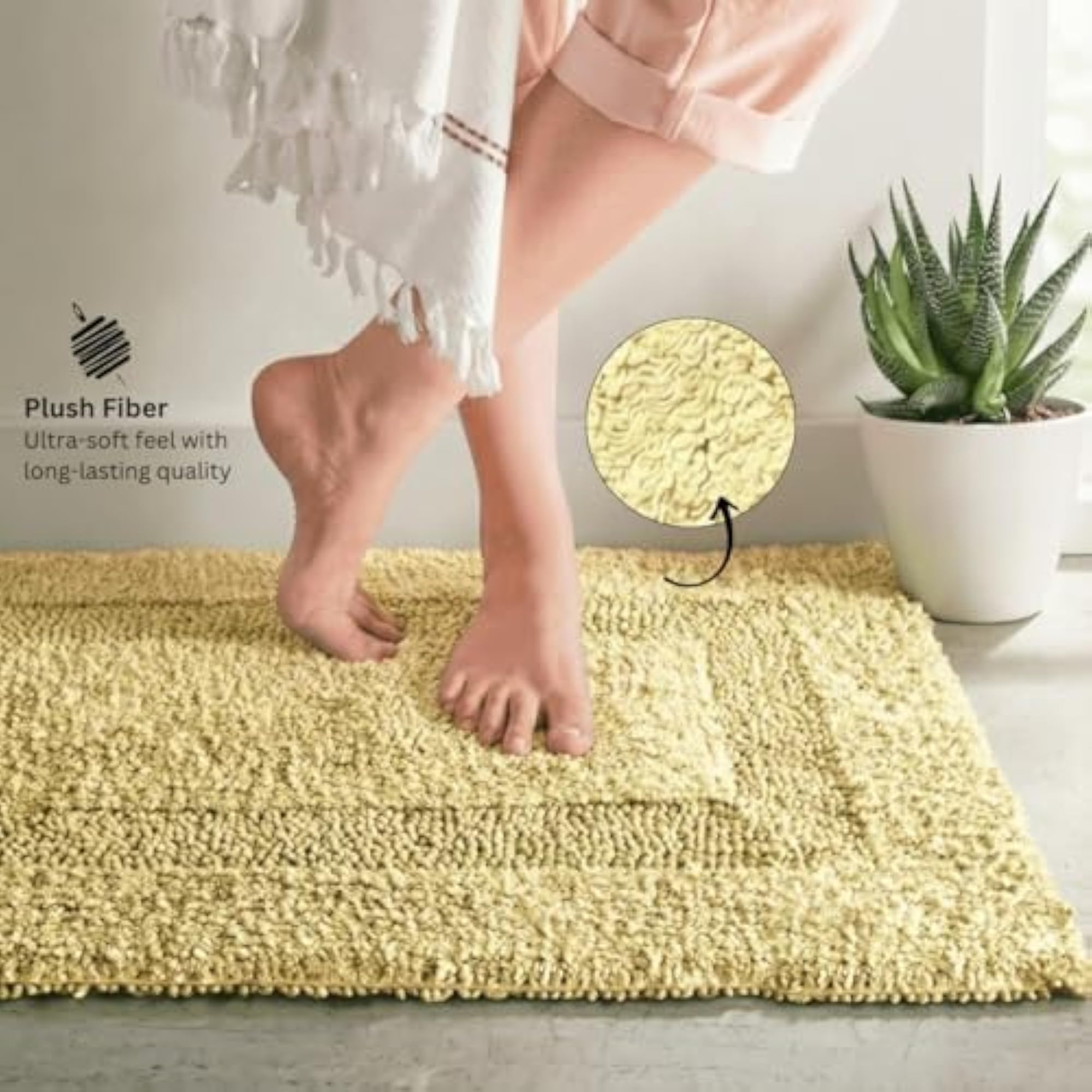 Reversible Cotton Rectangle Bath Mats for Home