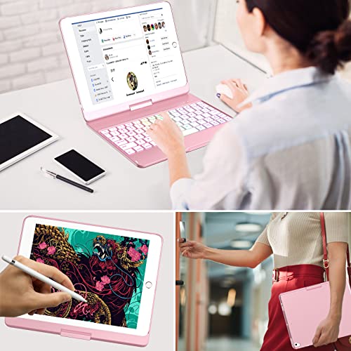 Mmk Keyboard Case Compatible For 9.7 Inch 2018 6Th Gen, Detachable Wireless Bluetooth Keyboard Compatible With 2017 (5Th Gen)- Air 2/ Air Case, Magnetic Auto Sleep/Wake (Rose Gold) #TOP6