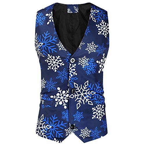 Nzwiluns Suits For Men 2 Piece,Slim Fit One Button Christmas Snowflake Jacket Blazer Party Wedding Tuxedo Tux & Pants & Vest #TOP2
