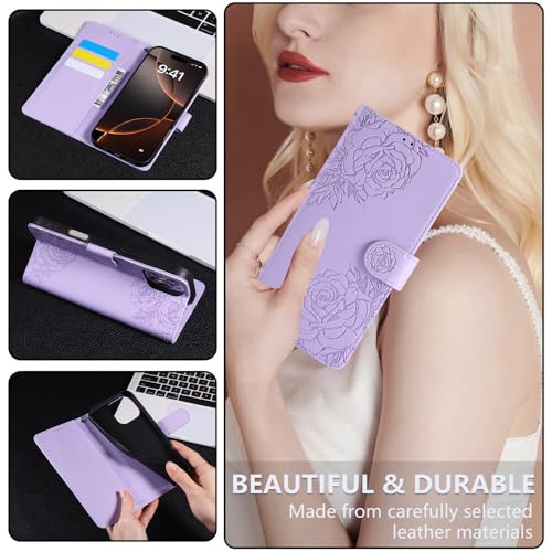 Étui Samsung S24 Plus cuir fleur violet clair à rabat - 3