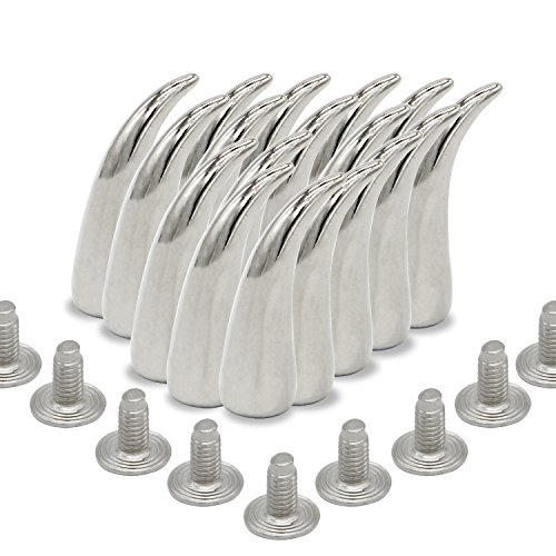 WIWAPLEX 50 Sets 21mm Punk Rock Cat Claw Studs and Spikes Metal Screw Back Leather-Craft DIY (Silver)