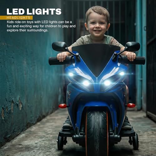 Image of Baybee R7 Baby Electric Bike for Kids with Foot Acceleration | Rechargeable Ride on Baby Bike with LED Lights & Music | Toddler Battery Operated Bike for Kids to Drive 1 to 3 Years Boys Girls (Blue)