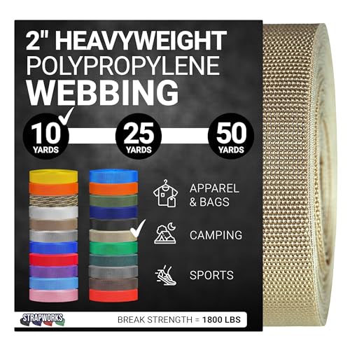 Strapworks Heavyweight Polypropylene Webbing - Heavy Duty Poly Strapping for