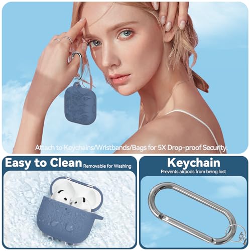 Image of for Airpods 4 Case with Magnetic Lid, Ekoonpft Flower Engraved Cases for Apple AirPods 4th Generation 2024, Soft Silicone Cover for Women Girly with Cleaning Kit & Keychain, Shockproof