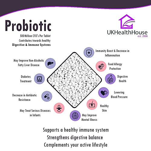 UKHealthHouse Probiotic Supplements Acidophilus 10 Billion Probiotic Tablets High Strength Digestive & Gut Health Supplement Lactobacillus Probiotics (60) - Image 3