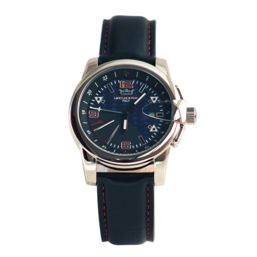 Linea ModenaSMC07B - 5ATM Waterproof Stylish Quartz Watch for Men with Genuine Leather Strap