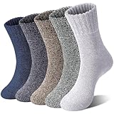 Loritta Womens Vintage Style Thick Wool Cozy Crew Socks, One size, 5 colors (Pure Color)