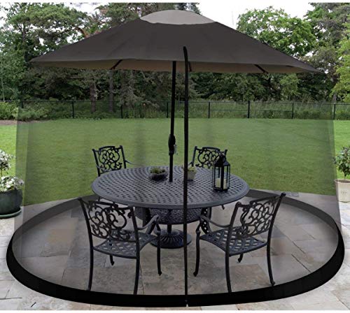 ActionEliters 9' Patio Umbrella Outdoor Table Bug Screen Mesh Black Mosquito Net Canopy