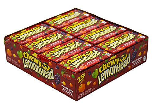 Chewy Lemonhead Fruit Mix Candy Boxes, Assorted Flavors, 1.08 Ounce Each (Pack of 24)