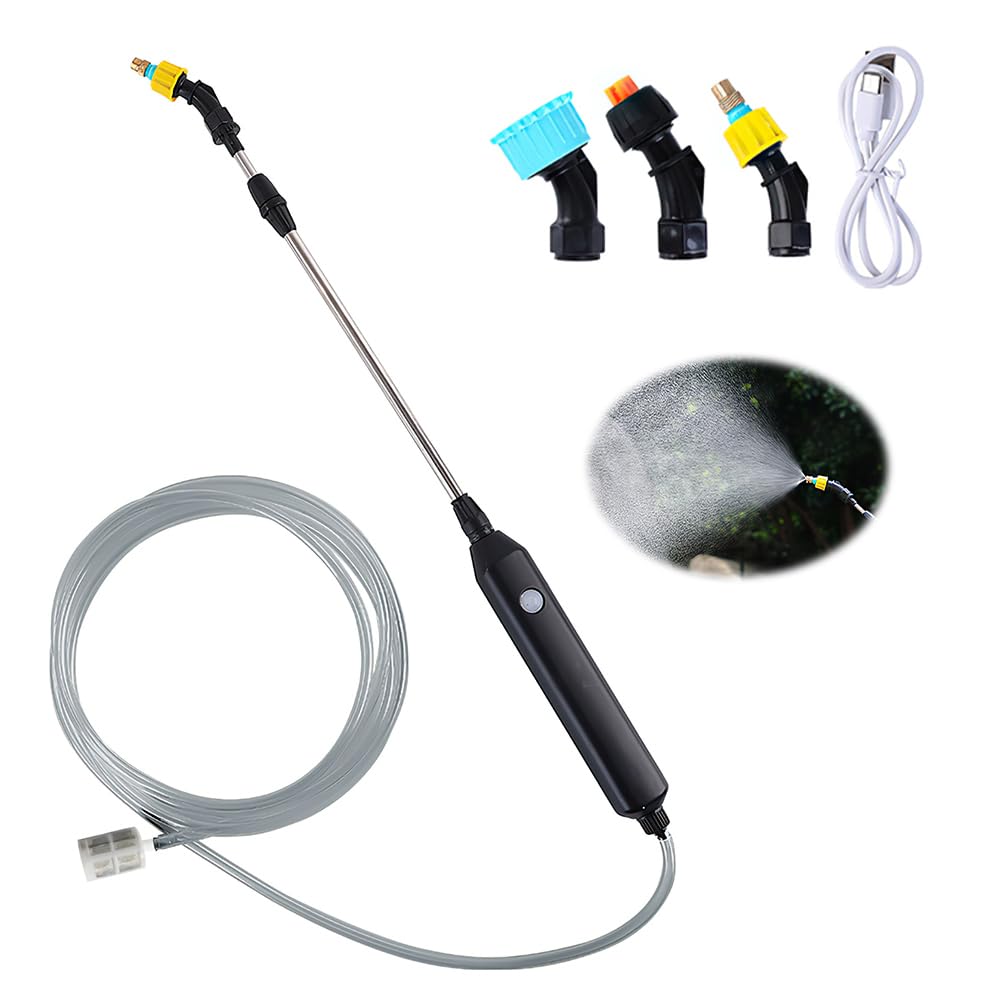 Lotvic Garden Sprayer, Battery Powered Sprayers, Electric Plant Mister, Portable Garden Sprayer with 3 Nozzles and 5M Hose, Rechargeable Garden Sprayers for Yard Lawn Weeds Plants (5V)