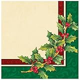 Creative Converting Festive Greenery Lunch Napkins, Red/Green
