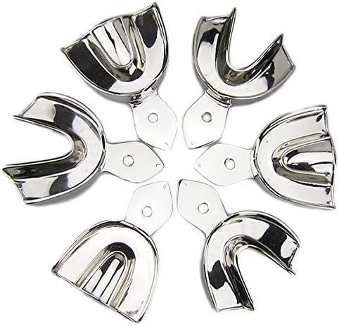 6 pcs Pedo Dental Impression Trays Set Stainless Steel Solid Denture