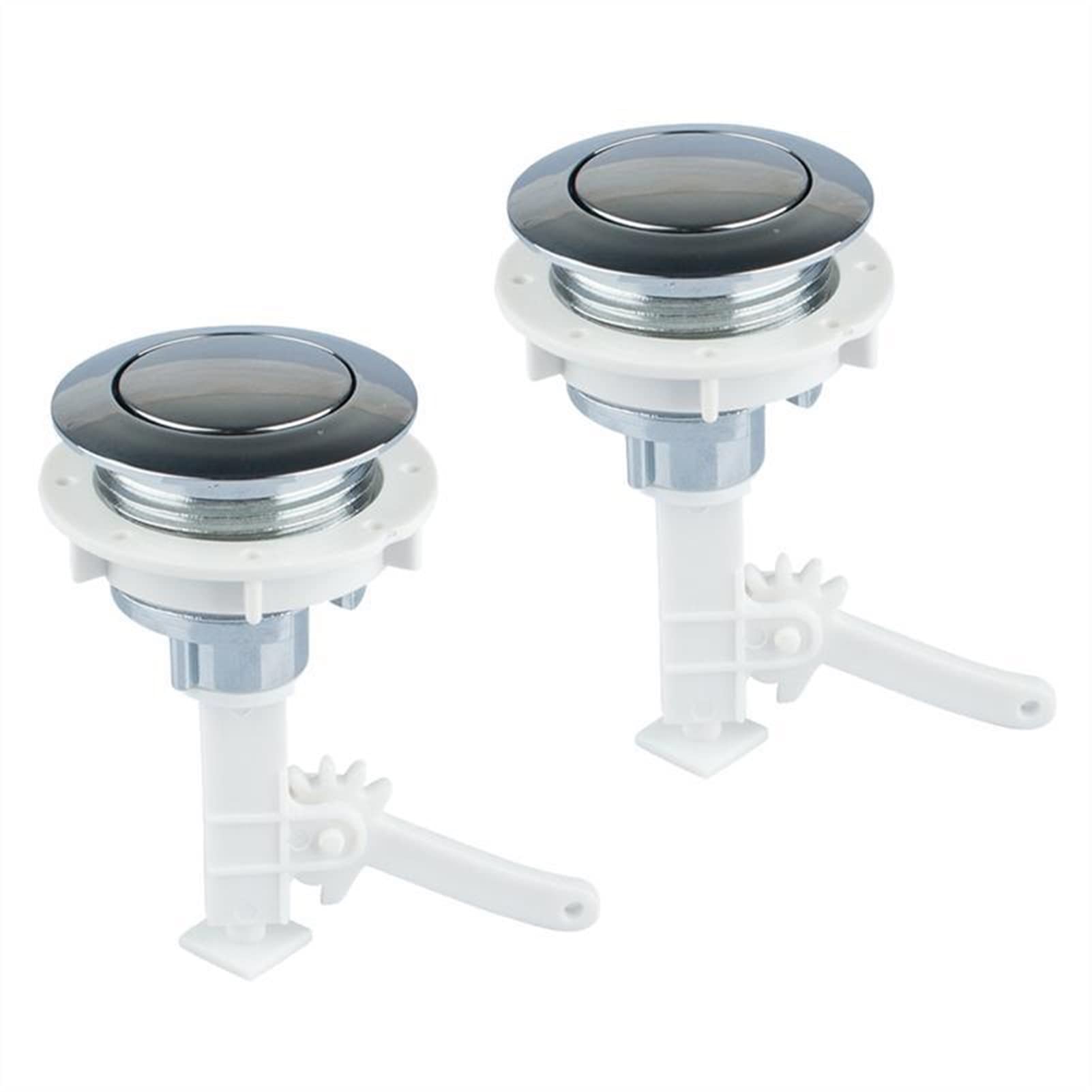 Toilettenspülung, 2 Stück Wassertoilettenknöpfe, universelle Toilettentank-Schaltknöpfe, runde Toilettenspülknöpfe, Badezimmer-Toilettenzubehör, Toilettentankknopf, Silber