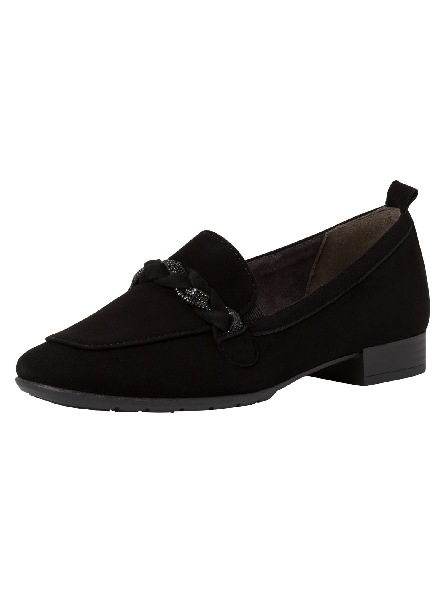Tamaris Comfort Women’s Loafers Flat Leather Business Slippers Comfort Fit , Black, 3,5 UK
