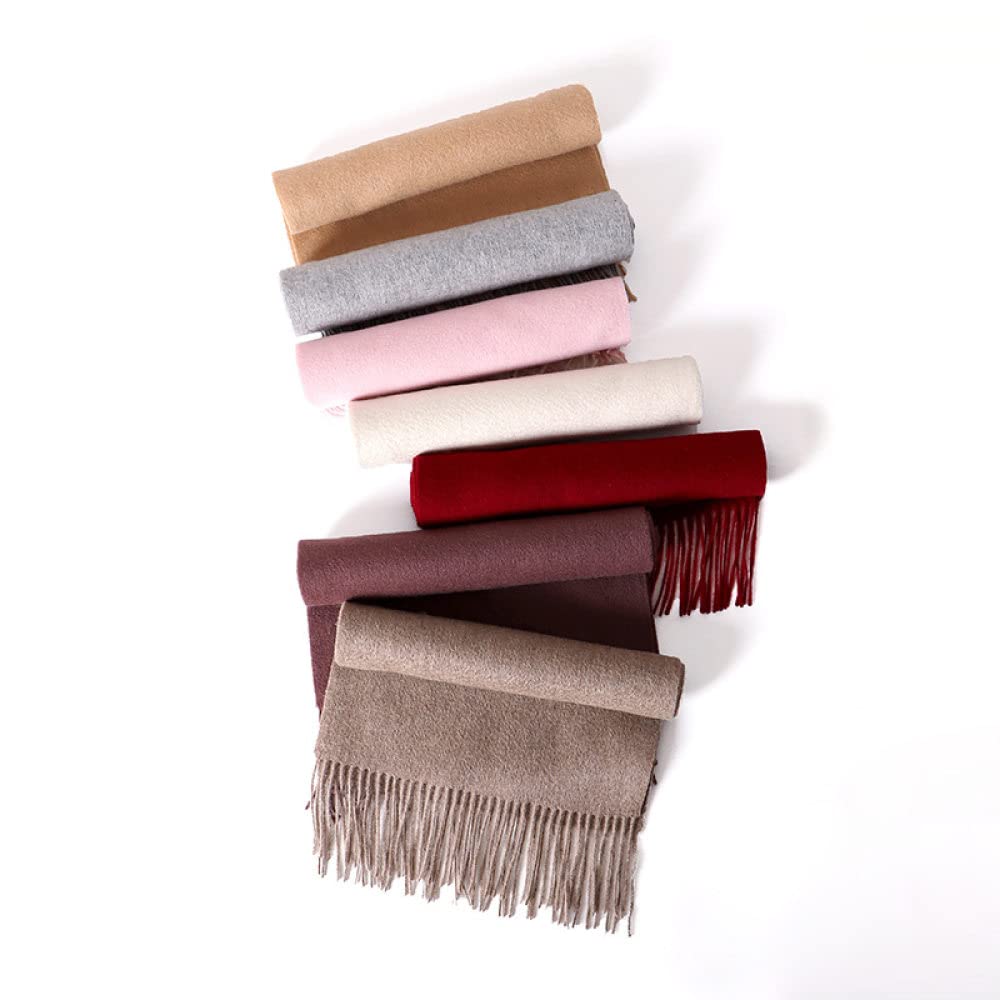 HGJH Schal Damen, Winterschals Rosa Weicher Warmer Schal Dicke Decke Einfarbige Quaste Kaschmir-Feeling-Schal Langer Großer Winterschal Trendige Stola-Schals Für Frauen Und Mädchen
