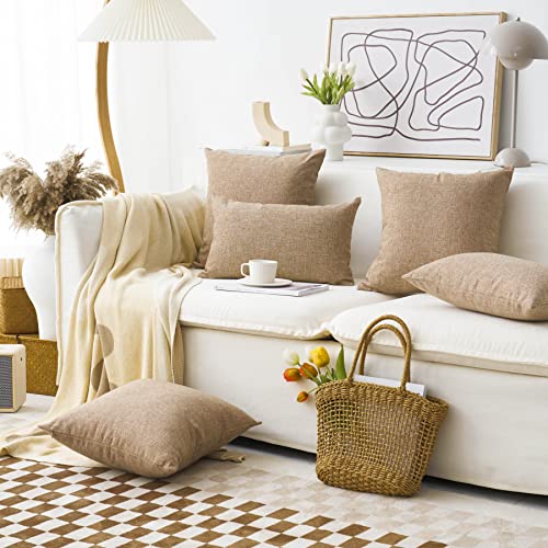 Home Brilliant 65x65 Cushion Cover Burlap Linen Textured Cushion Covers Decorative Throw Pillows for Sofa Couch Bed 65 cm - Image 2