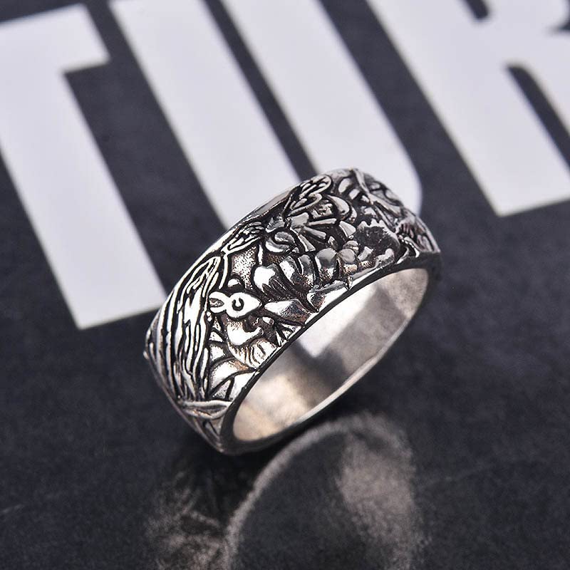 Amazon.com: Gixaxak Stainless Steel Vintage Cat Ring Embossed Ring