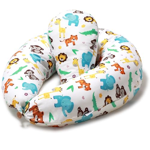 Niimo Coussin de Grossesse pour Dormir et d'allaitement + Petit Oreiller Reducteur Oreiller de Corps Femme Enceinte Housse Cotton Amovible (Jungle)