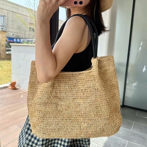 Raffia Straw Woven Shoulder Bag Totes Handbag Holiday Beach Leisure Versatile Chic Bohemian Large Capacity Casual Summer2