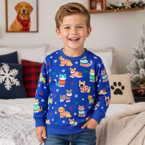 Image of Popshion Toddler Boys Sweatshirts Dinosaur Long Sleeve Pullover Crewneck Shirts Cartoon Tee Sport Tops for Kids 1-8T