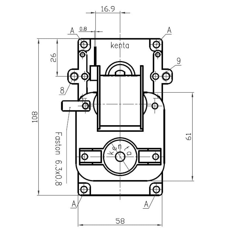 MOTORIDUTTORE KENTA PER STUFA A PELLET K9115107, ALBERO CAVO 8,5 MM, 2,5 RPM – RIF. INT. 2079