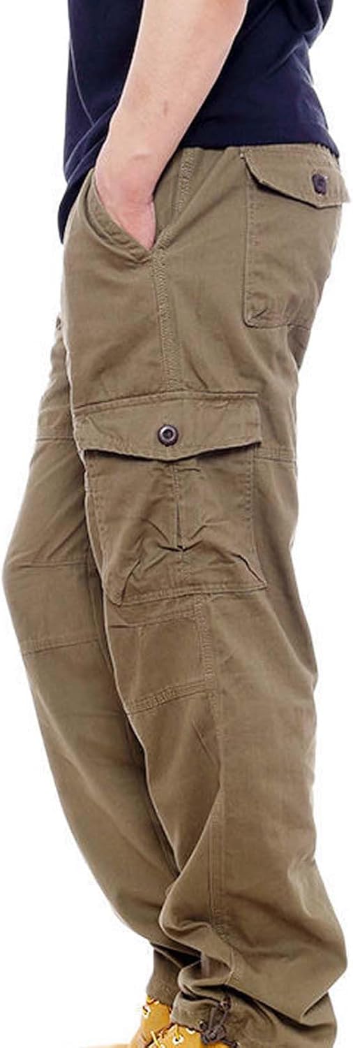 Mens Outdoor Cargo Pants Relaxed Fit Casual Athletic Sports Pants Jogger Sweatpants Multi Pockets Lightweight Tactical Pants Cotton Outdoor Military Combat Cargo Trousers