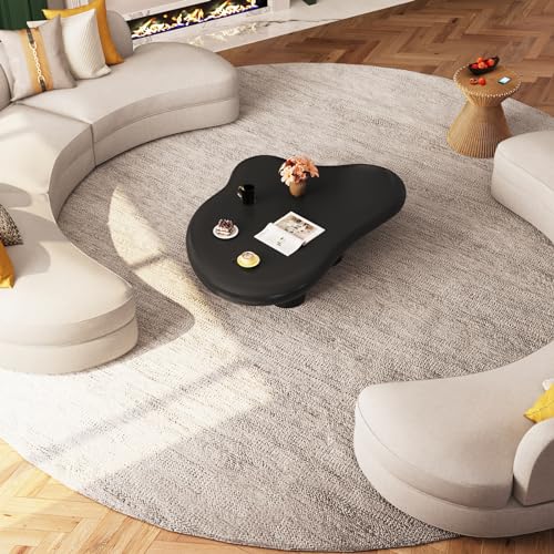 Guyii Cloud-Shaped Coffee Table, Modern Sofa Table with 4 Legs, Black Center Table, Small Irregular Tea Table for Living Room, Easy Assembly - Image 9