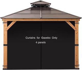 Garden Sunny10‘x10' Replacement Gazebo Curtains for Outdoor Waterproof Privacy Sidewall,Universal Shade Curtains Set,Protecting Side Walls- 4-Panels (Only Curtains)-Black
