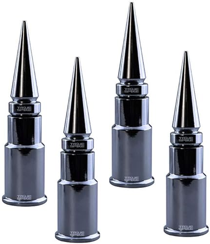 TRUE SPIKE 4 tapas de vástago de válvula de aire de neumático con punta cromada en calibre pesado CNC mecanizado billet corto de aluminio compatible