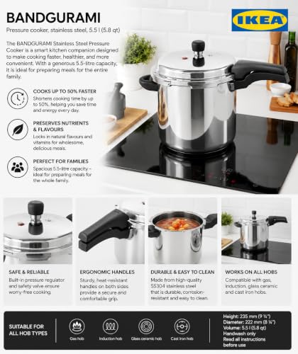Image of BANDGURAMI Stainless Steel Pressure Cooker 5.5 L