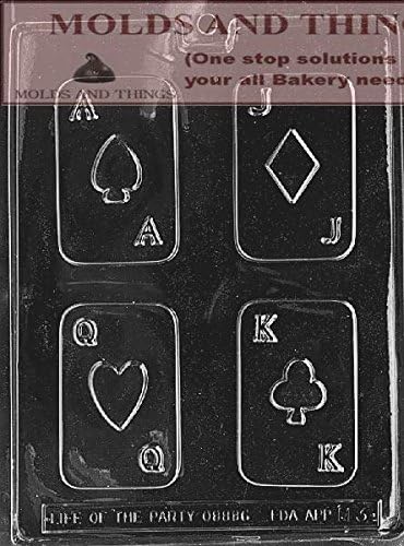 Poker Playing Card Chocolate Candy Mold – Spade, Diamond, Heart & Club Plastic Mold for Chocolate, Candy, Pastry- Cake Decorations & Party Favors