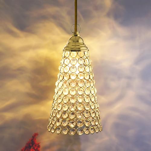 Image of Homesake Crystal Hanging Pendant Inverted Cone, Hanging Lamp Fixtures, Restaurant Lights, Hanging Lights for Ceiling, Decorative Lights for Home, Ceiling Lights for Living Room