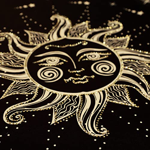 Sueh Design Sun And Moon Tapestry, Mystic Tapestry Wall Hanging Moon Tapestry For Bedroom Black Tapestry Designed With Shining Rhinestones For Room Decor, 79"X 59" #TOP1