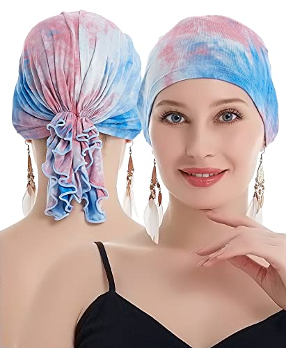 Osvyo Bamboo Chemo Headscarf For Women Hair Loss - Cancer Slip On Headwear Turbans Sealed Packaging Red Blue Blush #TOP4