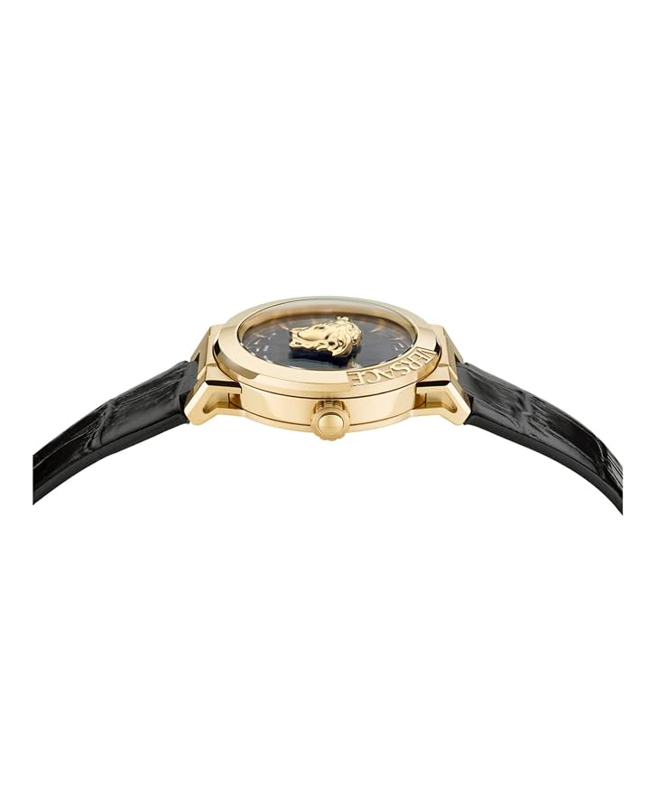 Versace Medusa Infinite Women's Watch, 38mm IP Yellow Gold Case, Black Matte Dial, Black Calfskin Leather Strap, Swiss Quartz Movement, 5 ATM Water Resistant - image 2