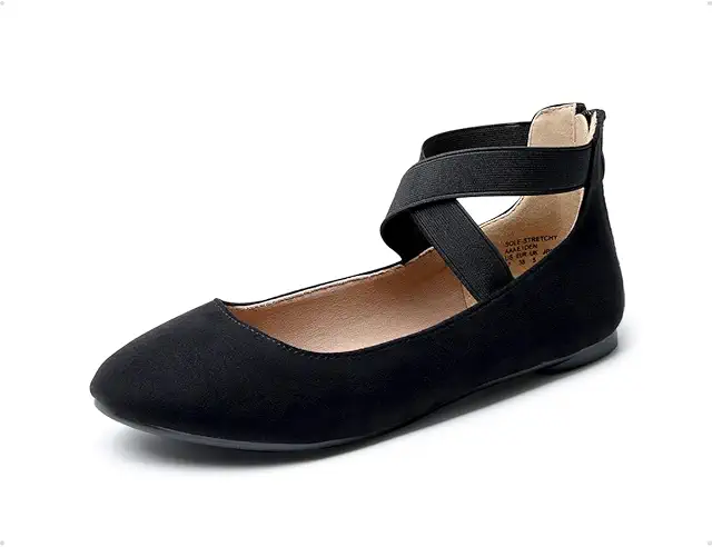 Women's Classic Ballerina Flats with Stretch Ankle Strap - Fashionable & Comfortable