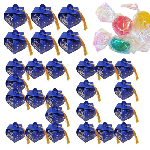 卒業ボックス | 卒業帽子型お菓子入れ タッセル付き,高校大学卒業パーティー用キャンディチョコレートスナッククッキー収納容器 大量