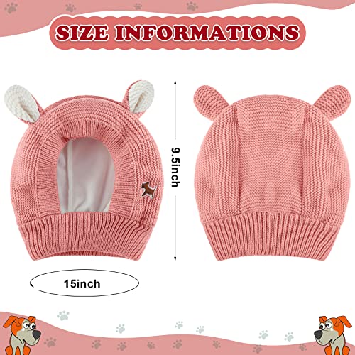 Image of Quiet Ears for Dogs, Dog Ear Muffs Noise Protection Knitted Dog Hats Pet Ears Warm Dog Ear Cover Winter Hat Dog Snood Head Wrap Bunny Costume for Medium to Large Dogs Cats Pets (Pink)