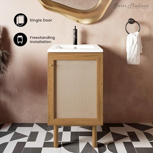 Image of Classe 18 inch Bathroom Vanity in Oak Bath Sink Cabinet Sink Included