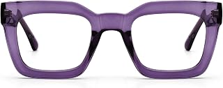 AQWANO Reading Glasses Women Square Computer Readers Stylish Designer Blue Light Block Anti Glare UV Ray Filter Eyeglasses, Purple 2.75