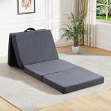 GEMBED Foldable Memory Foam Mattress - 3 Inch Cot Waterproof Collapsible Mattress with Washable Cover, Portable Guest Bed Pad, Sleeping Mat for Travel RV Yoga, Non-Slip Bottom,72"x24"x3"