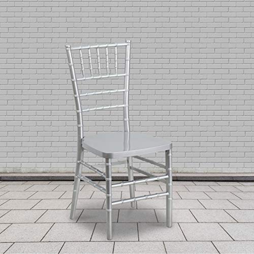 EMMA + OLIVER 2 Pack Silver Resin Stackable Chiavari Chair - Banquet and Event Furniture