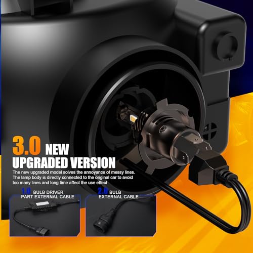 Image of Upgraded H4 /HB2 /9003 Light Bulbs Combo, 32000 LM Super Bright 6500K H4 Fog Bulbs with Cooling Fan, No Adapter Required, Pack of 2