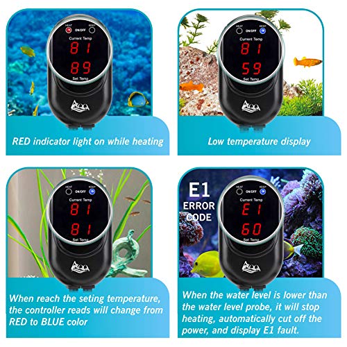 Image of AQQA Aquarium Heater 200W for 45-80 Gallon Submersible Fish Tank Heater for Aquarium Betta Fish Heater Aquarium Thermostat Heater Freshwater and Saltwater (200W for 45-80 Gal)