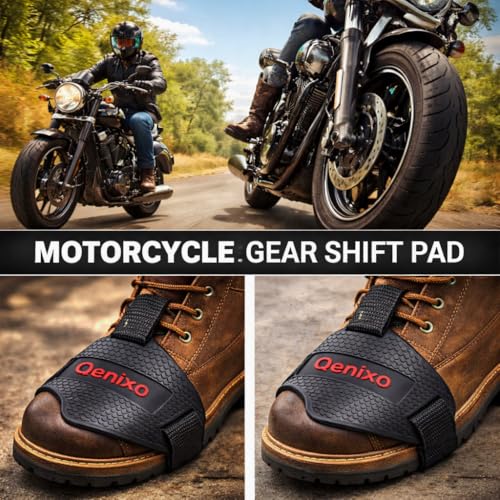 Image of QENIXO Motorcycle Shoe Protector Gear Shift Pad Cover - Durable Anti-Slip Rubber Boot Guard for Bike Riding Shoes, Gear Shifter Protection for Men & Women