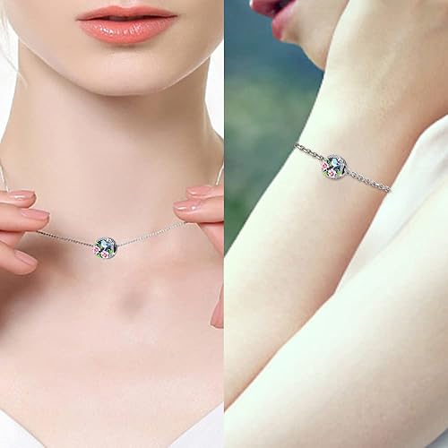 Miniatura 4 de LNQOBU Dijes de plata de ley 925 para pulseras y collares para mujeres y niñas (con una cuenta espaciadora)
