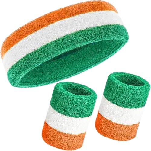 Independence Day Headband with Tricolor Design, Sweatband for Men, Orange-White-Green for Schools, Community Events, parades, Sports Events and Group Celebrations (Pack of 2 Hand & 1 Head Band)-picture-10