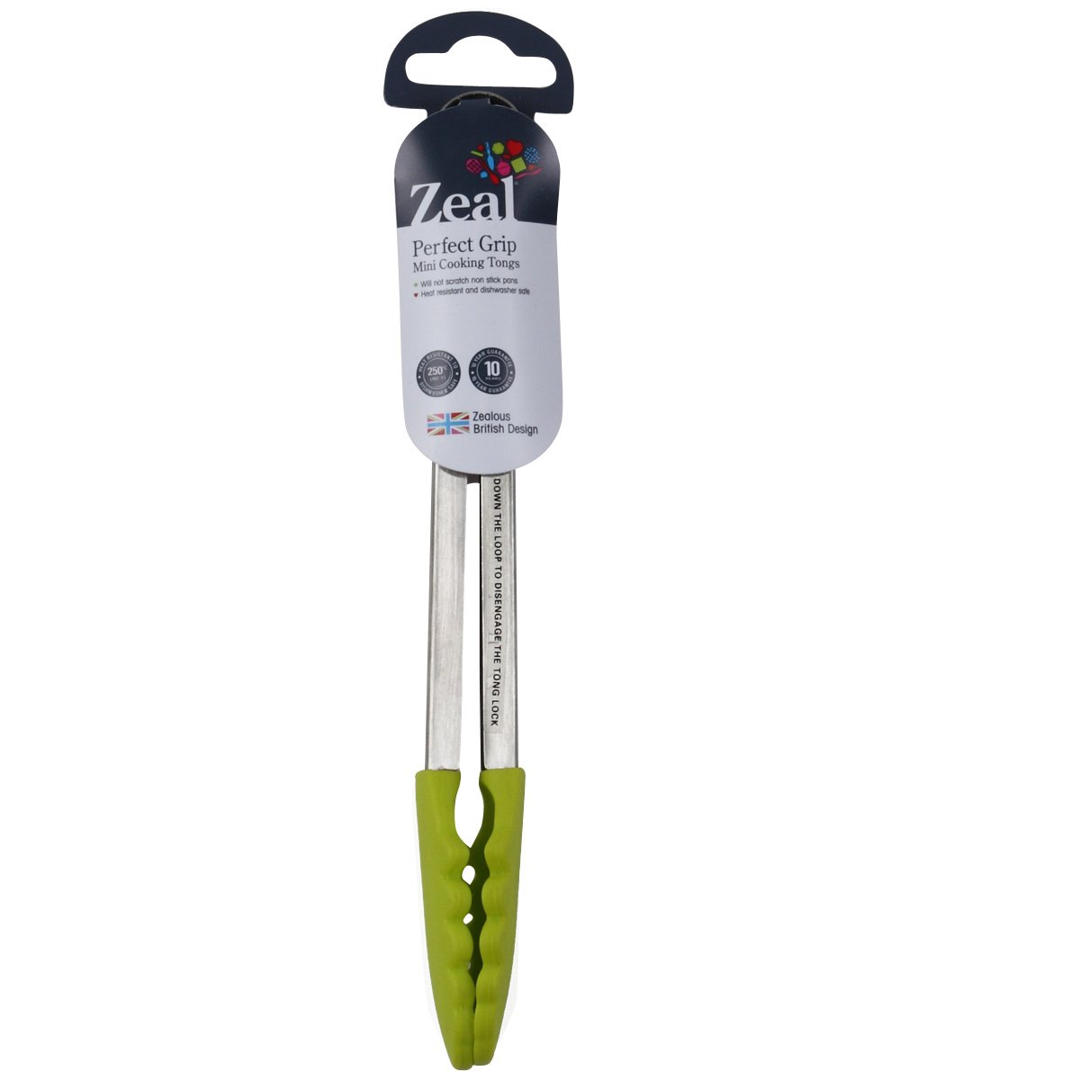 Zeal Green Kitchen Heat Resistant Silicone Head Perfect Grip Mini Cooking Tongs