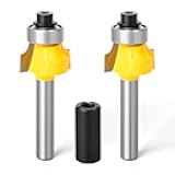 MEIGGTOOL 2PCS Roundover Edging Router Bit Set, 1/4-Inch Shank Round Nose, Cutter Tools 1/8